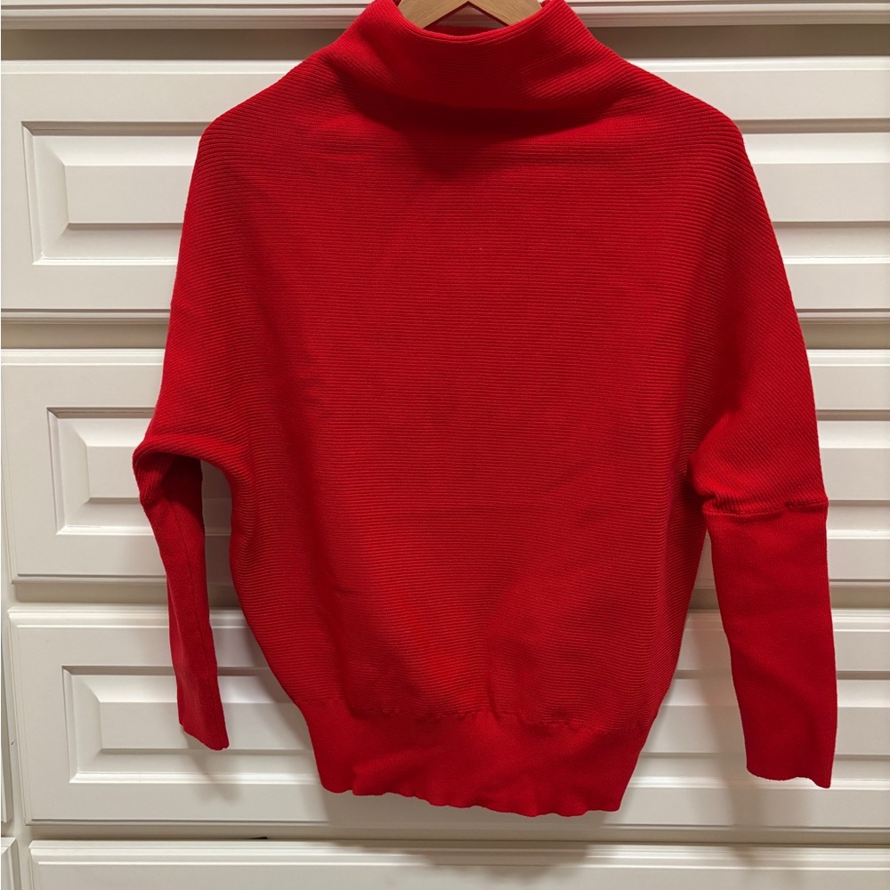 Bluivy Red Mock Turtleneck Knit Sweater